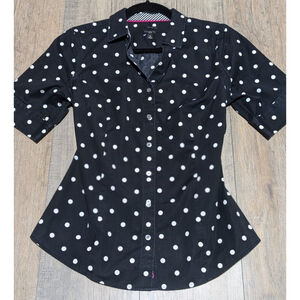 Talbots Black and White Polka Dot Blouse